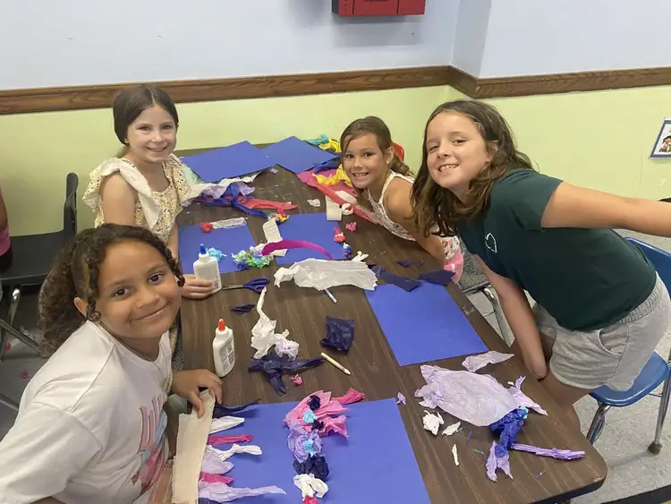 Children creating art together at Brookline Sprouts